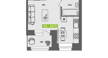 Студия, 24&nbsp;м²