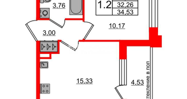 1-к. квартира, 32&nbsp;м²