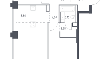 Студия, 68&nbsp;м²