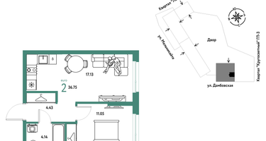 2-к. квартира, 36 м²