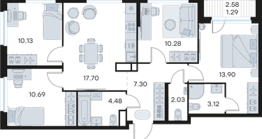 4-к. квартира, 80 м²