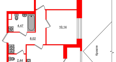2-к. квартира, 56&nbsp;м²