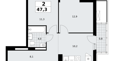 2-к. квартира, 47 м²