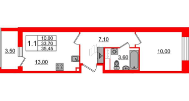 1-к. квартира, 33&nbsp;м²