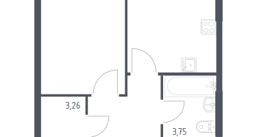1-к. квартира, 34&nbsp;м²