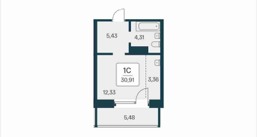 Студия, 30&nbsp;м²