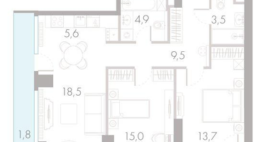 3-к. квартира, 73 м²