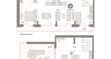 3-к. квартира, 167 м²