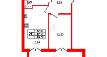 1-к. квартира, 48&nbsp;м²
