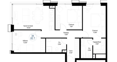 3-к. квартира, 79 м²
