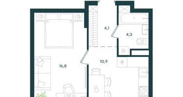 1-к. квартира, 36 м²