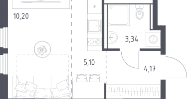 Студия, 22&nbsp;м²