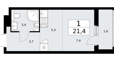 Студия, 21&nbsp;м²