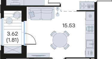 2-к. квартира, 53 м²