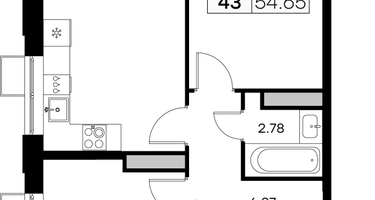 Студия, 54 м²
