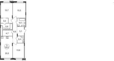 3-к. квартира, 100 м²