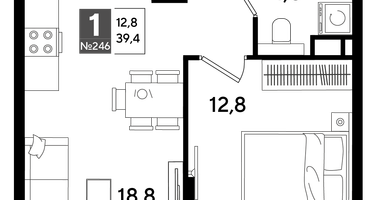 1-к. квартира, 39 м²