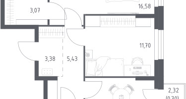 2-к. квартира, 59&nbsp;м²