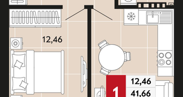 1-к. квартира, 44 м²