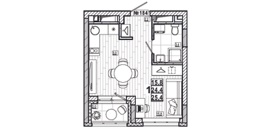 Студия, 25&nbsp;м²