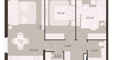 2-к. квартира, 62 м²