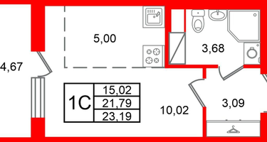 Студия, 21&nbsp;м²