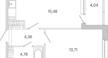 1-к. квартира, 40 м²