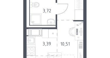 Студия, 21&nbsp;м²