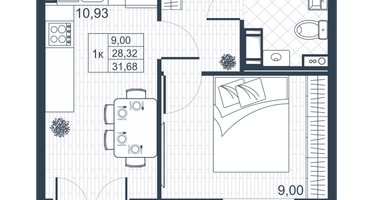 1-к. квартира, 30&nbsp;м²