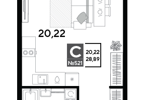 Студия, 28&nbsp;м²