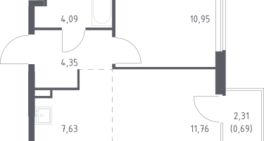 Студия , 39&nbsp;м²