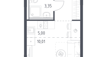 1-к. квартира, 23&nbsp;м²