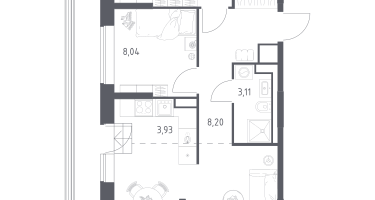 Студия, 59&nbsp;м²
