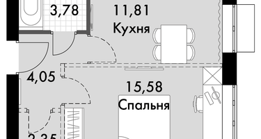 1-к. квартира, 36 м²