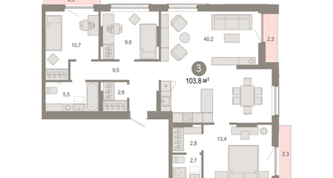 3-к. квартира, 103&nbsp;м²