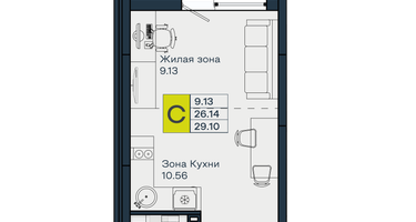 Студия, 29&nbsp;м²