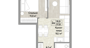 1-к. квартира, 37 м²