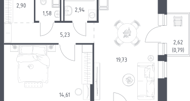 1-к. квартира, 48&nbsp;м²