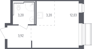 Студия, 22&nbsp;м²