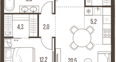 2-к. квартира, 62&nbsp;м²
