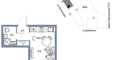Студия, 24 м²