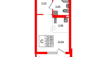 Студия, 22&nbsp;м²