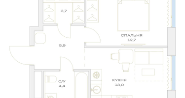 1-к. квартира, 39&nbsp;м²