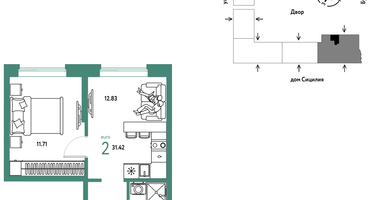 2-к. квартира, 31&nbsp;м²