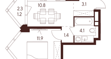 1-к. квартира, 32&nbsp;м²