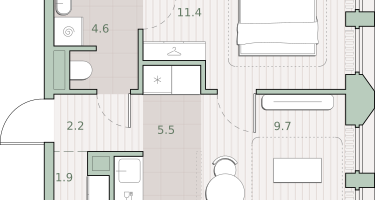 1-к. квартира, 35&nbsp;м²