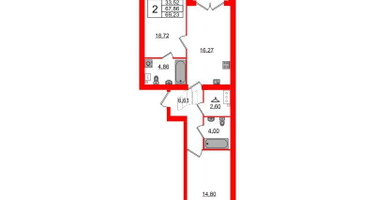 2-к. квартира, 73&nbsp;м²