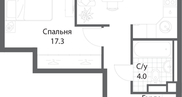 1-к. квартира, 46 м²