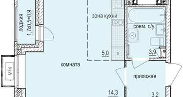 Студия, 27 м²