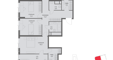 4-к. квартира, 113 м²